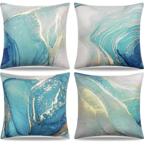 Lot de 4 Housses de Coussin Texture Marbre décoratives, Housses de coussin,45x45cm (1/5)