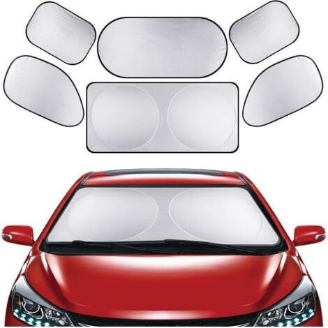 PA Pare-Brise-Soleil Couverture 6PCS Pare Soleil de Voiture Bloque Les Rayons UV Protector Réflecteur Solaire Avant ou Arrière pour Soleil UV Anti-Neige Givre pour SUV La Plupart des Véhicule (1/4)