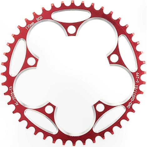Couronne plateau direct mount vélo, 110mm BCD, 5 trous, profil narrow-wide, teinte rouge (1/5)
