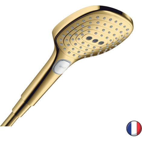 Hansgrohe Raindance Select E - Alcachofa de ducha, 3 chorros, aspecto de oro pulido 26520990 (1/4)