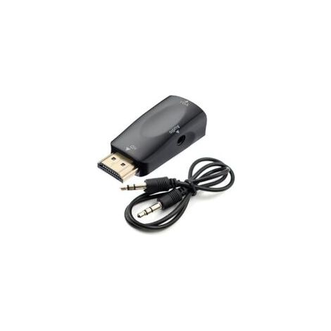 Convertisseur HDMI vers VGA – Résolution 1080p – Adaptateur audio Jack 3.5mm – Plug and Play sans alimentation externe
