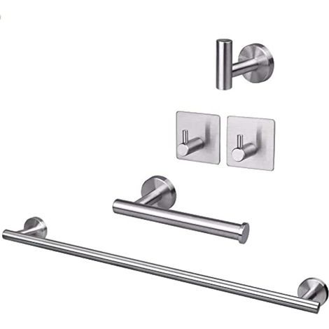 5 PCS Bathroom Hardware Set SUS304 Stainless Steel-Towel Rack Set Include Lengthen Hand Towel Bar+Toilet Paper Holder+3 Robe Towel Hooks Bathroom Accessories Towel Bar Set(Brushed Nickel,16IN)