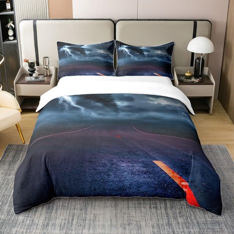 Tornade Housse de Couette 100% Coton 140x200cm phénomènes naturels Parure de lit 100% Coton Enfants Garçons Adolescents catastrophes Naturelles Literie Set Soft Ensemble éclairage - 140 x 200 cm + 1 t (1/5)