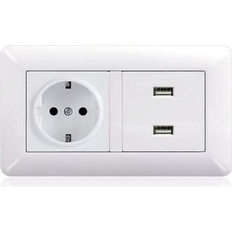 Multi-Power USB Wall Socket, USB Charger with 1 AC Output, 3 USB Ports, Electrical Wall Plug Compatible with iPhone/iPad, Ideal for Bedroom, Office, Home (White, Arc) (1/2)