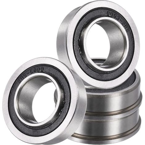 4pcs Roulement à Billes à Bride, Roulement à Billes de Précision Acier Double Joint en Caoutchouc pour Remplacement Tondeuse à Gazon Brouette Chariot, 19x35x13mm (1/5)