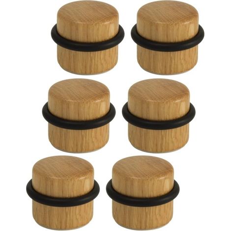 Arrêts de Portes - Butée de Porte Adhésive en Bois pour Sol - Butoirs de Porte Protection de Portes et Murs - Pack 6 unités (Bois de Sapelli)