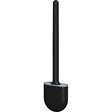 Brosse Toilette Silicone Plate Paquet De 1,Brosse WC Mural,Brosse De Toilette à Long Manche De Salle De Bain à SéChage Rapide,Brosses De Toilette Et Supports Et Base Anti-Goutte(Noir) (1/4)