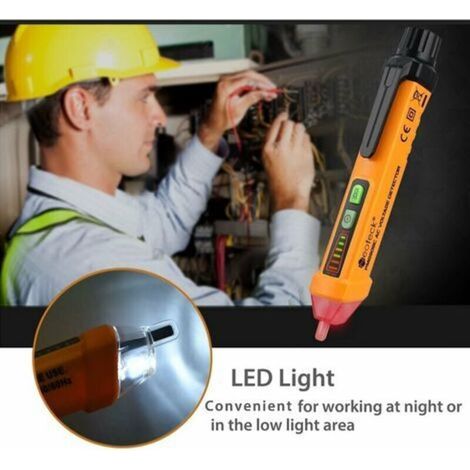 Testeur Electrique,Détecteur de Tension Sans Contact 12-1000V, Test de Fil de Phase/Neutre, Buzzer Sonore & Lumineux, Lampe de Poche, AC 50-500Hz, Stylo Testeur de Tension NCV (1/4)