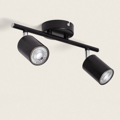 Lámpara de Techo Orientable Metal 2 Focos Albus Black Negro