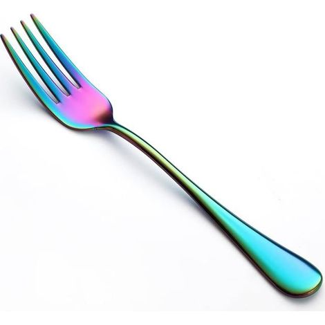 Fourchettes à salade colorées - Ensemble de 8 pièces - Acier inoxydable - Irisé - Résistant à la rouille (1/2)