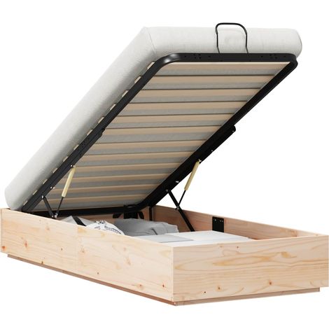 Ottoman Bed Frame Natural 90 x 200 cm Solid Pine Wood vidaXL (1/5)