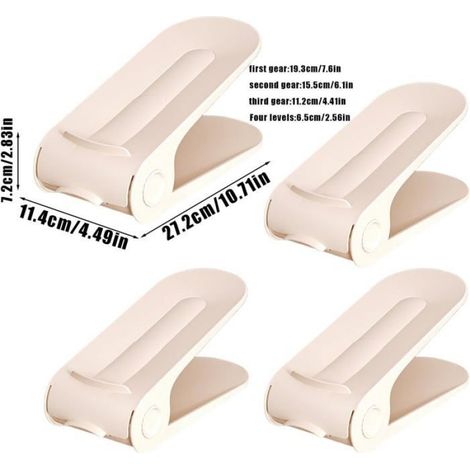 Organisateur Chaussures - Double Étage Réglable - Pour Placard Sous Lit Salle de Sport - 4 Pièces (1/5)