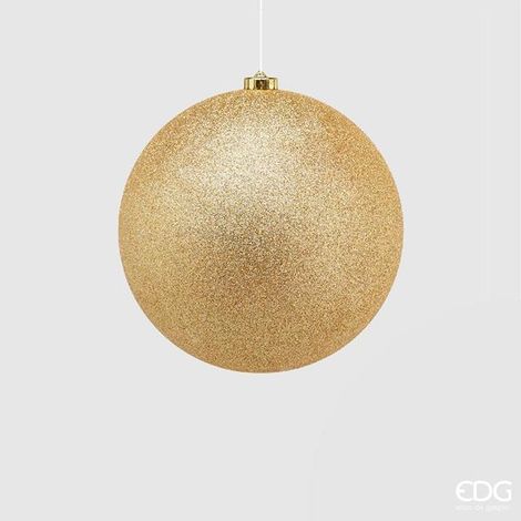 Pallina per albero di Natale, colore Oro, in poliresina con glitter -Ø 15 cm (1/2)