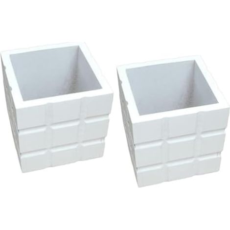 Pot de Fleurs Artificiel et Style Pastoral Unique 2pcs en Bois Blanc Carré Design Élégant pour Décoration Maison et Café (1/5)