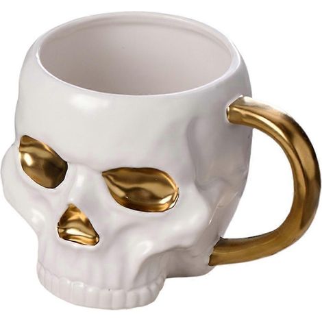 Gobelet en céramique sans couvercle avec anse et tête de mort d'Halloween - A-- (1/5)