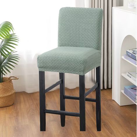 JSSEVN - Set of 2 Bar Stool Covers with Backrest, Washable Stretchable Dustproof Covers for Dining Height Bar Stools (Green) (1/5)