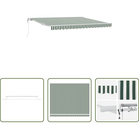 Store rétractable - Auvent Rétractable Vert et blanc 400 × 300 cm tissu (1/5)