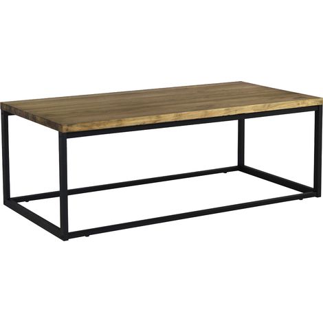 Mesa de Centro Icub U 120x60x43cm Negro en madera maciza de pino acabado vintage estilo industrial Box Furniture (1/3)