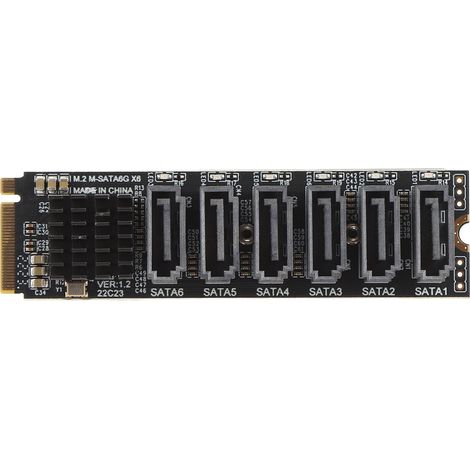 Carte d'extension M.2 vers SATA 6 Gbps avec contrôleur ASM1166 et indicateurs LED - Adaptateur PCIe pour disques durs. (1/5)