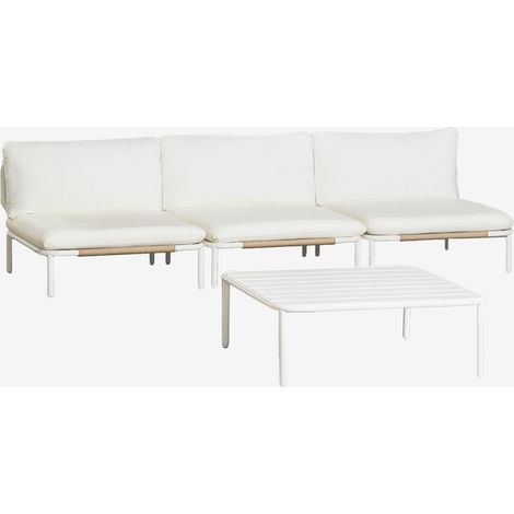 Conjunto de jardín con sofá modular de 3 piezas y mesa de centro en acero Roubly SKLUM       