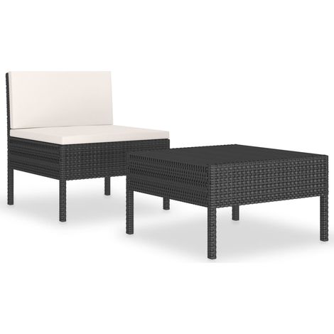 Maison Exclusive - 2-tlg. Garten-Lounge-Set mit Auflagen Poly Rat (1/5)