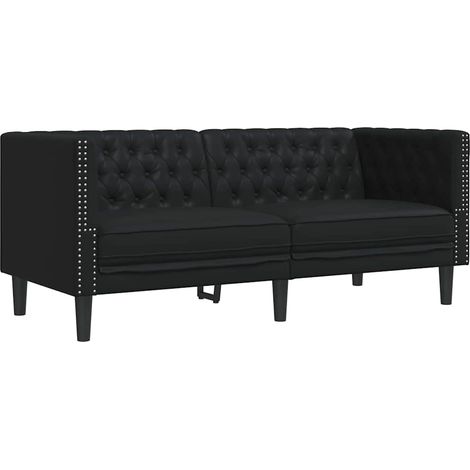Canapé,Sofa pour Salon,Banquette Chesterfield Argyle Noir 174 x 74.5 x 70.5 cm Faux cuir CFW862790 (1/5)