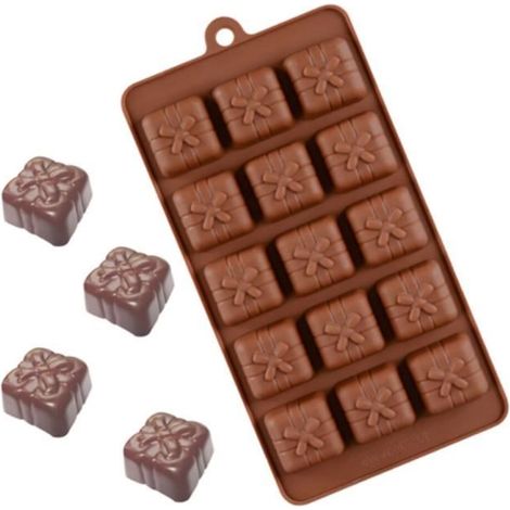 Moule à chocolat en Silicone, boîte cadeau de noël, moule à bonbons à 15 cavités, outil de boulangerie, accessoires de Des UTY4886