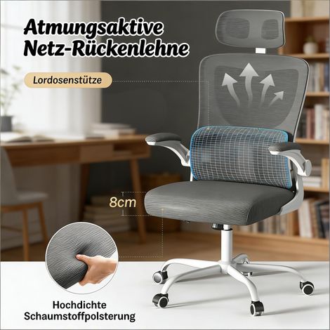 Fauteuil de bureau à dossier haut, chaise de conférence respirante, siège ergonomique confortable pour ordinateur et gaming, chaise pivotante sur roulettes (lot de 1). (1/4)