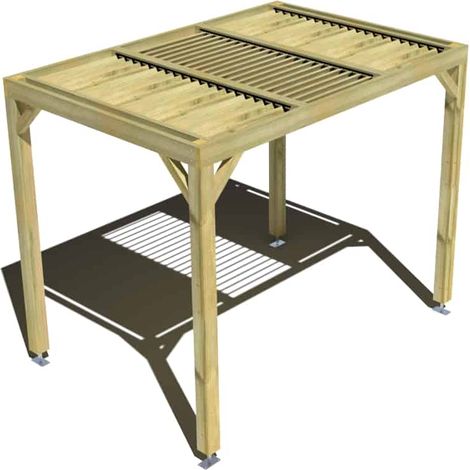 Pergola bois • 3m x 2m • indépendante • sens profondeur • lames orientables bioclimatiques incluses • livraison comprise (1/3)