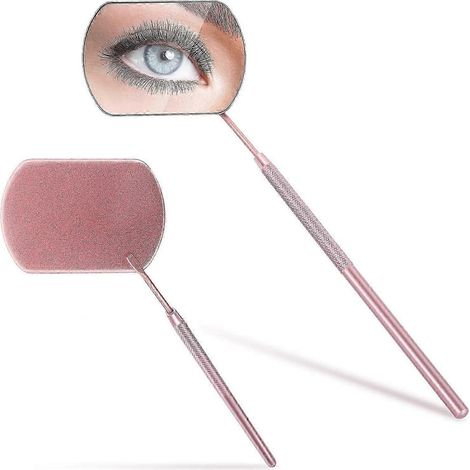 Miroir carré portable pour extensions de cils (1 or rose) - 1 miroir détachable en acier inoxydable - Miroir multifonctionnel pour examen buccal (1/5)