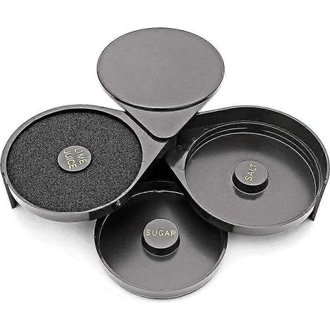 Lot de 1 outil de barman à 3 niveaux pour le bord des verres à margarita et cocktails, boîte à sel et à épices. (1/4)