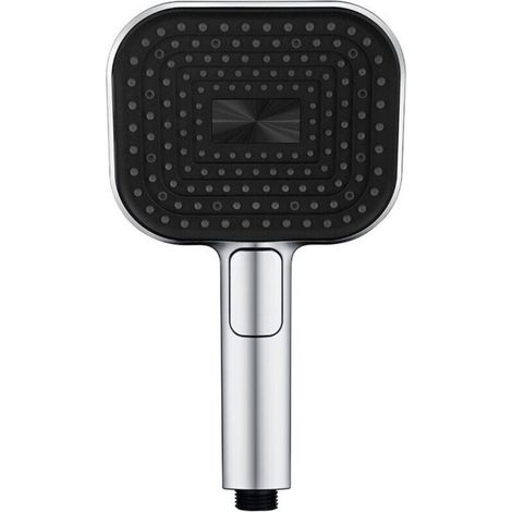 Cabezal de ducha cuadrado moderno con manguera flexible y soporte ajustable, cabezal de ducha de alta presión para el hogar y la autocaravana, cromado-Crezuo