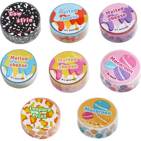8 rouleaux de ruban adhésif imperméable pour animaux, motif mignon, masquage, autocollant transparent imprimé, cadeau idéal pour le scrapbooking (1/4)