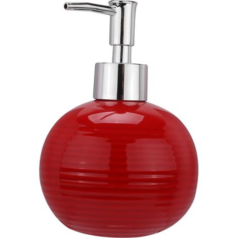 Distributeur à Pompe 250ml pour Lotion en Céramique Rouge Portable et Facile à Presser, pour Salle de Bain et Lavage des Mains (1/5)