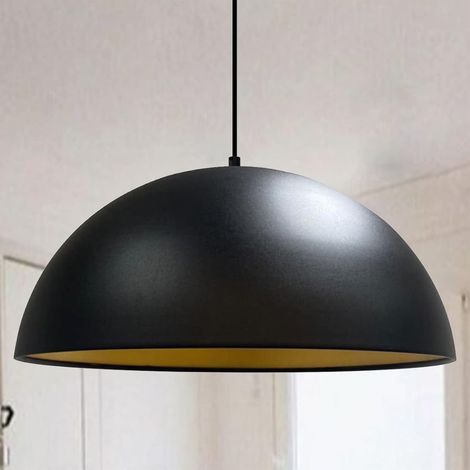 Lipeo Suspension Industrielle en Métal Noir Peint à la Main – Lustre Vintage E27 Ø50 cm pour Salon, Chambre ou Salle à Manger