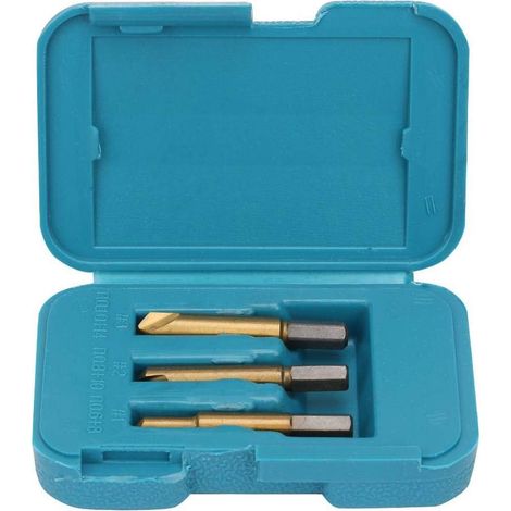 Jeu de tournevis, 3 pièces, tournevis HSS revêtus de titane, outil d'extraction de goujons de perçage rouillés et rayés, avec coffret en plastique (1/5)