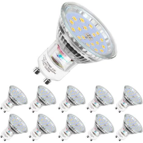 Lot de 10 Ampoules LED,GU10-5W équivalent 60W,Blanc Froid 6000K 120° Larges Faisceaux,Ampoules LED Spot (1/4)