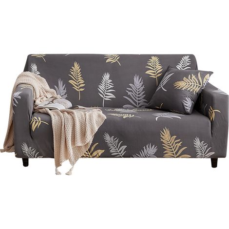 Housse de Canapé Élastique pour Canapé 2 Places Motif Feuilles Élégant en Polyester Doux et Lavable Protection Anti-Taches (1/5)