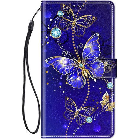Coque pour Samsung Galaxy A16 5G / 4G Housse Cuir avec Protection Etui Portefeuille Antichoc Magnétique Étui à Rabat et Folio Support Pochette Cover élégant Motif Flip Case - Papillon Violet (1/4)