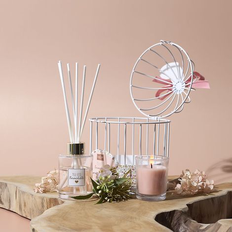 Coffret - Home Deco Factory - Diffuseur Et Bougie Parfumée - Blanc Et Rose