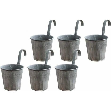 6Pcs Pots de Fleurs à Suspendre en Fer Vintage avec Crochets pour Décoration Intérieur Extérieur de Maison Balcon Jardin Grille