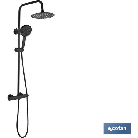 Colonne de douche noire avec robinet thermostatique 90-1,40 cm (1/4)
