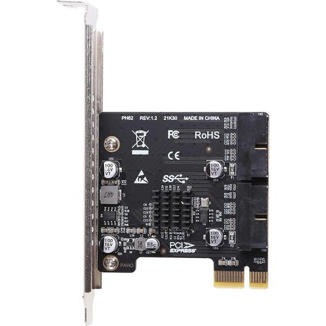 Carte d'extension PCI-E USB 3.0, hub USB 3.0 à 2 ports, connecteur interne 19/20 broches (1/5)