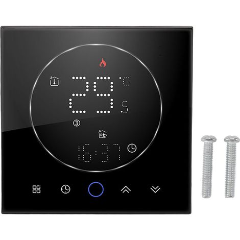 Kabelloser Smart-Thermostat für Heizung, präziser Wandprogrammierer, kompatibel mit AC95-240V-Heizkesseln, schwarzes quadratisches Design (1/5)