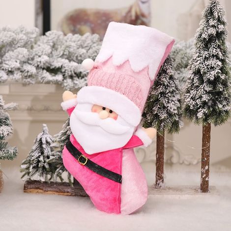 Chaussette De Noël - 55 Cm - Motif Père Noël Et Bonhomme De Neige - Pour Décoration De Fête Familiale - 1 Pièce (1/5)