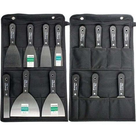 [JAMAIS UTILISÉ]Couteaux à Enduire Jeu de Spatules en Acier Ensemble de Couteaux à Mastic Lot de 7 pièces Avec Sac De Rangement Grattoir Mural Poignée En Plastique Antidérapant (1/4)