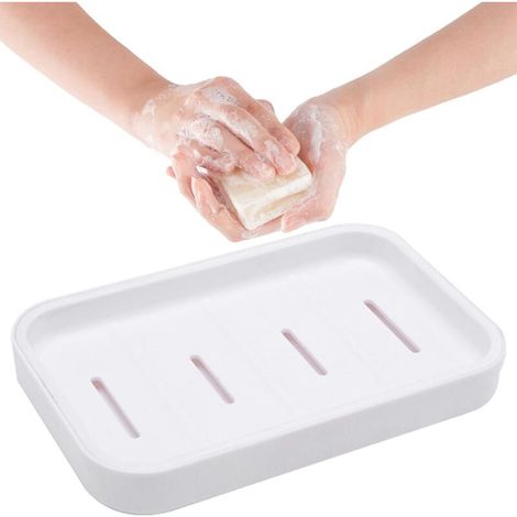 (Blanc) 1Pcs Porte-Savon,Repose Savon,Porte-Savon Double Couche,Porte Savons Plastique étanche,économiseur de Savon pour la Douche,Égouttez et Gardez au Sec,pour Baignoire,évier de Cuisine. (1/5)