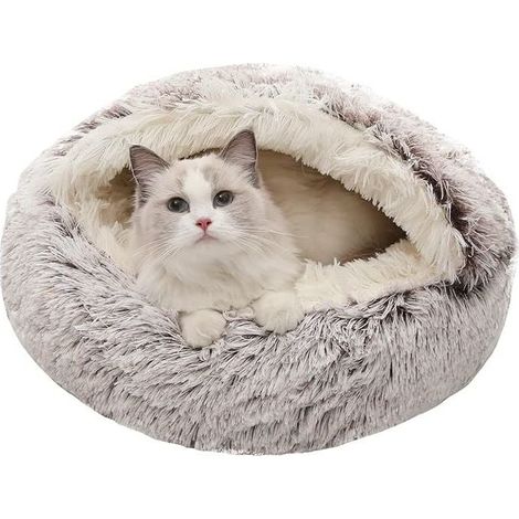 Hunde- und Katzenkorb 80 cm hellgrau warmer und bequemer weicher runder Katzenkorb, (1/5)