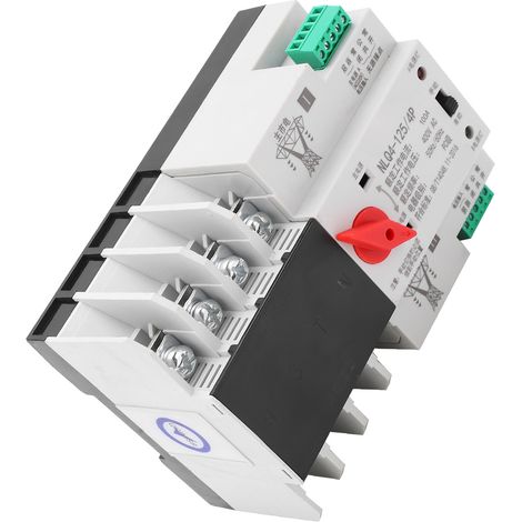 Commutateur de Transfert Automatique Triphasé 4P 100A 400V pour Onduleur, Disjoncteur de Rail DIN pour Alimentation de Secours