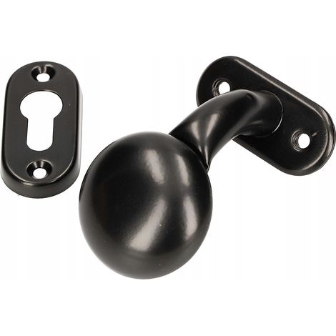 Pomello, maniglia per cancello FRT + piastra, inserto, laccato nero